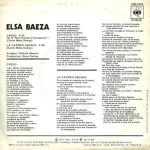 Elsa Baeza - CBS CBS 5554