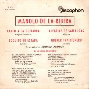 Manolo De La Ribera - Discophon 27.072