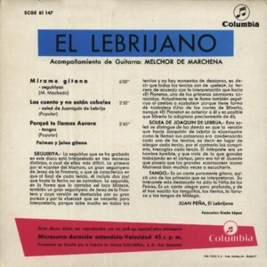 Juan Pea El Lebrijano - Columbia SCGE 81147