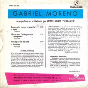 Gabriel Moreno - Columbia SCGE 81164