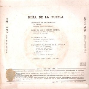 Nia De La Puebla, La - La Voz De Su Amo (EMI) 7EPL 13.320