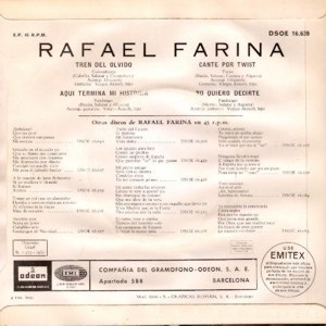 Rafael Farina - Odeon (EMI) DSOE 16.639