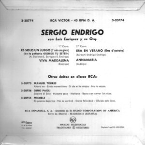 Sergio Endrigo - RCA 3-20774