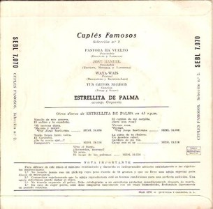 Estrellita De Palma - Regal (EMI) SEBL 7.070