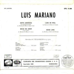 Luis Mariano - La Voz De Su Amo (EMI) EPL 14.368