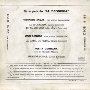 Rosita Quintana - Odeon (EMI) DSOE 16.155