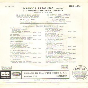 Marcos Redondo - Odeon (EMI) BSOE 4.096