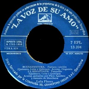 Lola Flores - La Voz De Su Amo (EMI) 7EPL 13.204