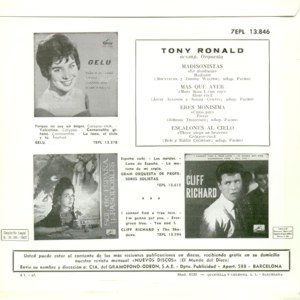 Tony Ronald - La Voz De Su Amo (EMI) 7EPL 13.846