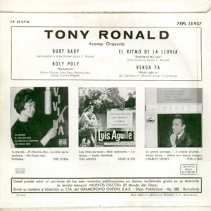 Tony Ronald - La Voz De Su Amo (EMI) 7EPL 13.937