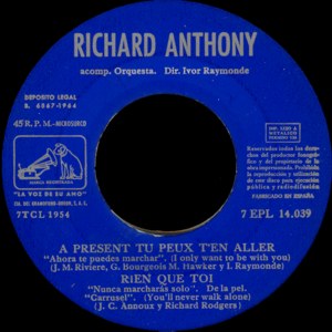 Richard Anthony - La Voz De Su Amo (EMI) 7EPL 14.039