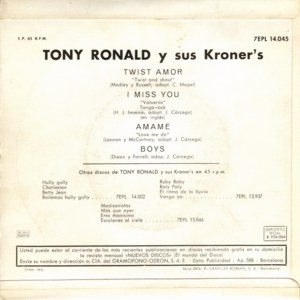 Tony Ronald - La Voz De Su Amo (EMI) 7EPL 14.045