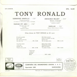 Tony Ronald - La Voz De Su Amo (EMI) EPL 14.297
