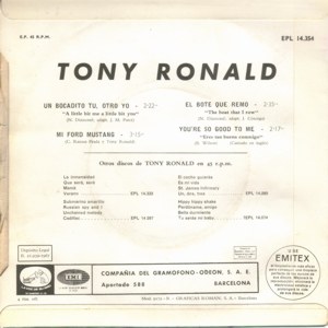 Tony Ronald - La Voz De Su Amo (EMI) EPL 14.354