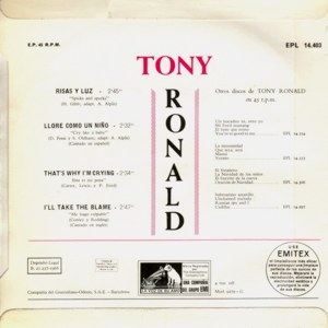 Tony Ronald - La Voz De Su Amo (EMI) EPL 14.403