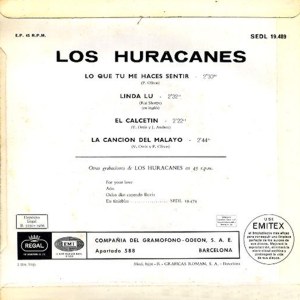 Huracanes, Los - Regal (EMI) SEDL 19.489