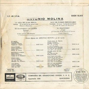 Antonio Molina - Odeon (EMI) DSOE 16.613